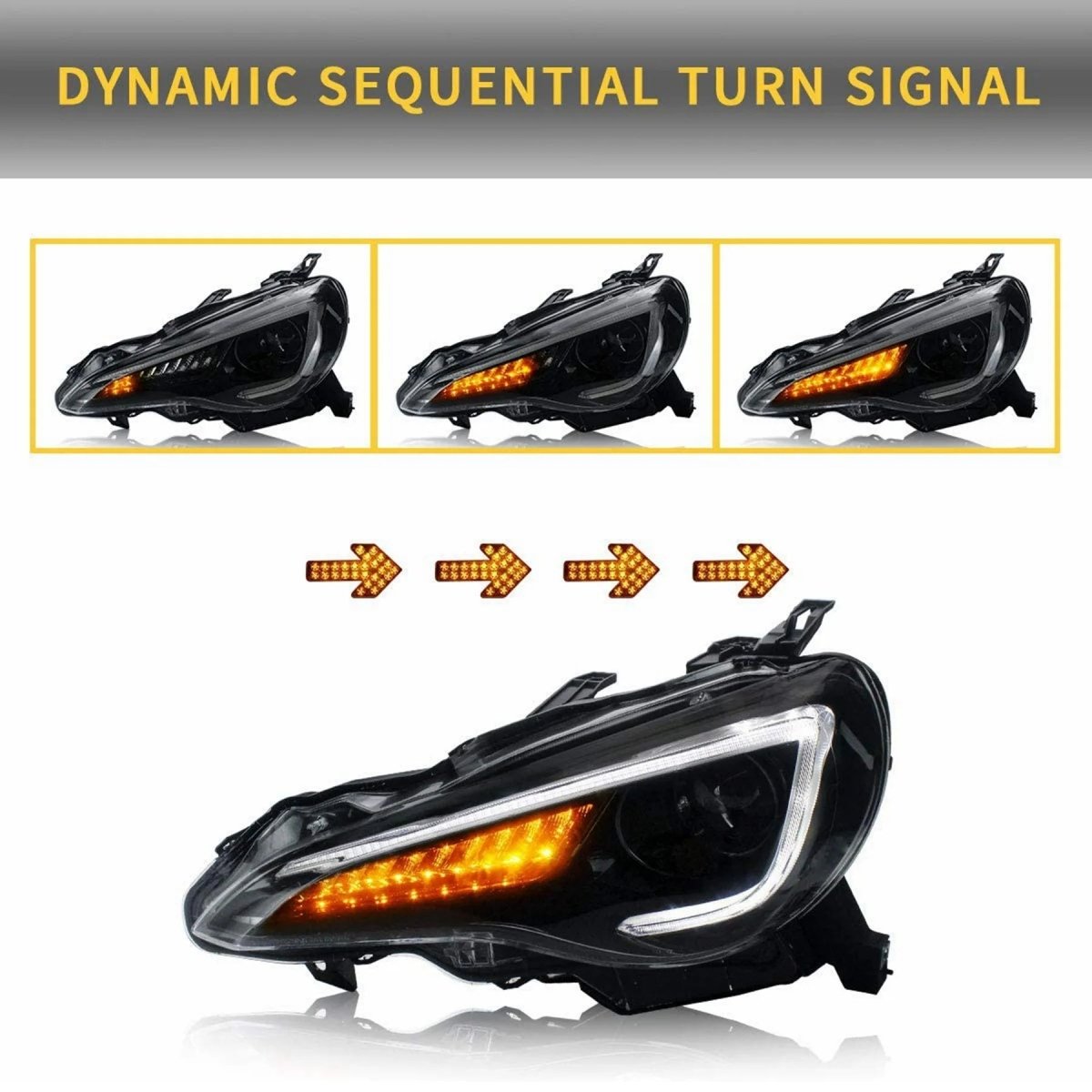 VLAND [12 - 20 Toyota 86, 13 - 20 BRZ, 13 - 16 FR - S] Headlights and LED Taillights Fit - JDMuscleCombination SetYAA-FT86-0297+0287BRC-LHD-P01LHD【Sits on the left side of the car】Projector【Headligts】+Red【Tail Ligts】