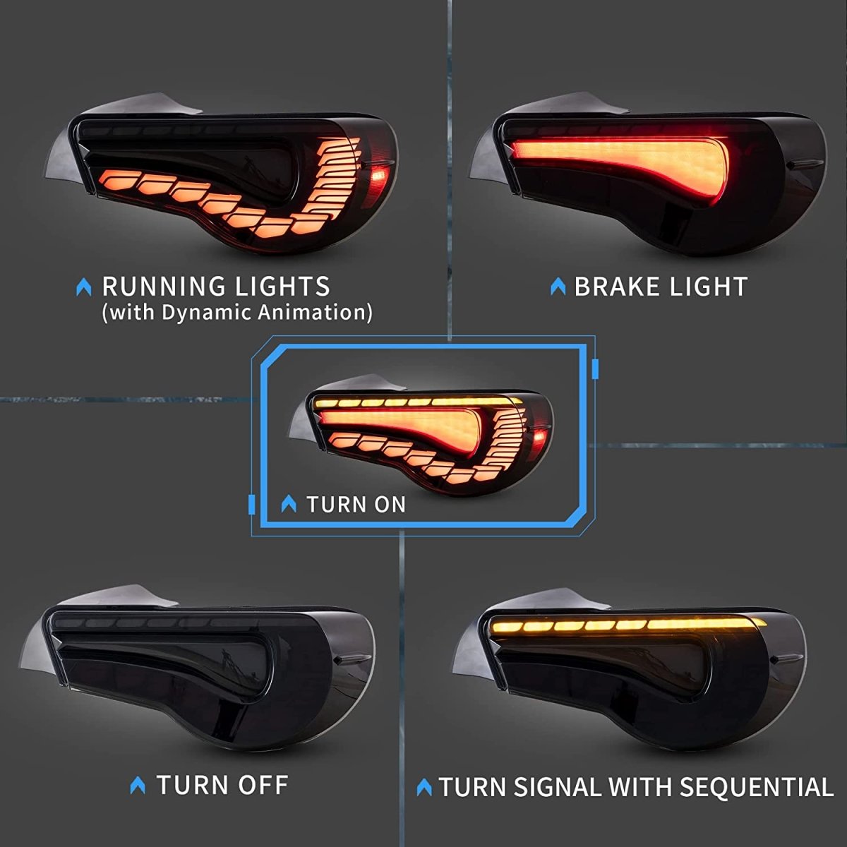 VLAND [12 - 20 Toyota 86, 13 - 20 BRZ, 13 - 16 FR - S] Headlights and LED Taillights Fit - JDMuscleCombination SetYAA-FT86-0297+0287BRC-LHD-P01LHD【Sits on the left side of the car】Projector【Headligts】+Red【Tail Ligts】