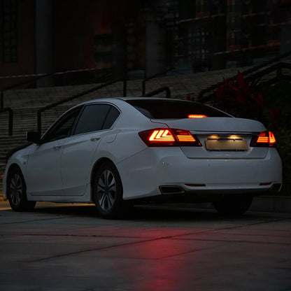 VLAND 13 - 15 Accord Full LED Sequential Tail Lights ABS PMMA GLASS Material - JDMuscleTaillightYAB-YG-0250AHRS-P01Red Smoked