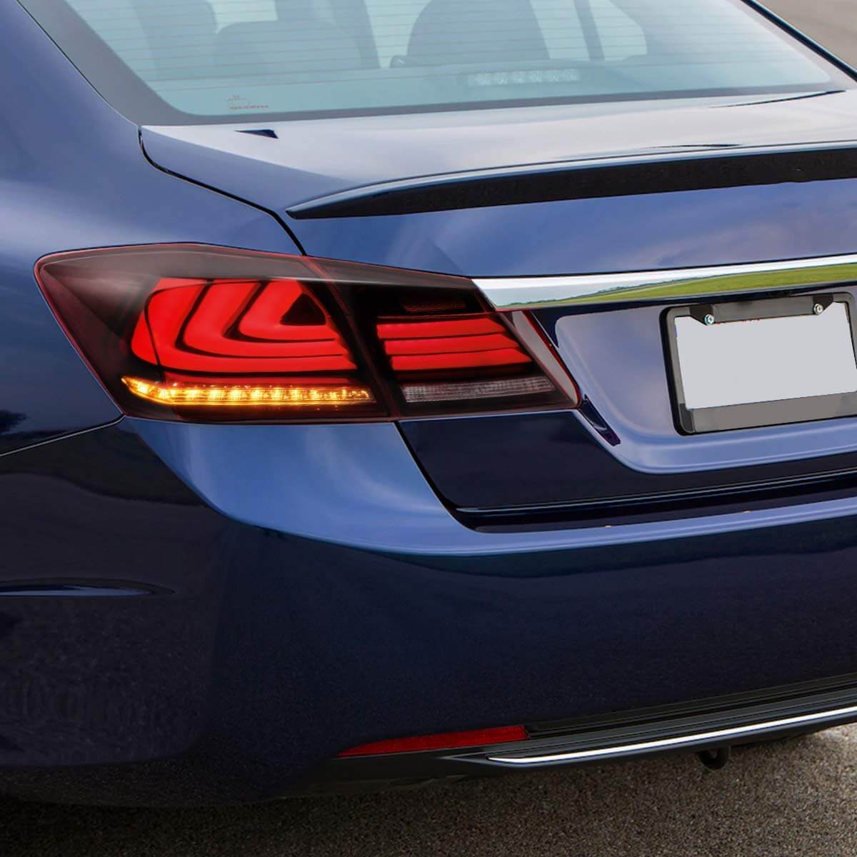 VLAND 13 - 15 Accord Full LED Sequential Tail Lights ABS PMMA GLASS Material - JDMuscleTaillightYAB-YG-0250AHRS-P01Red Smoked
