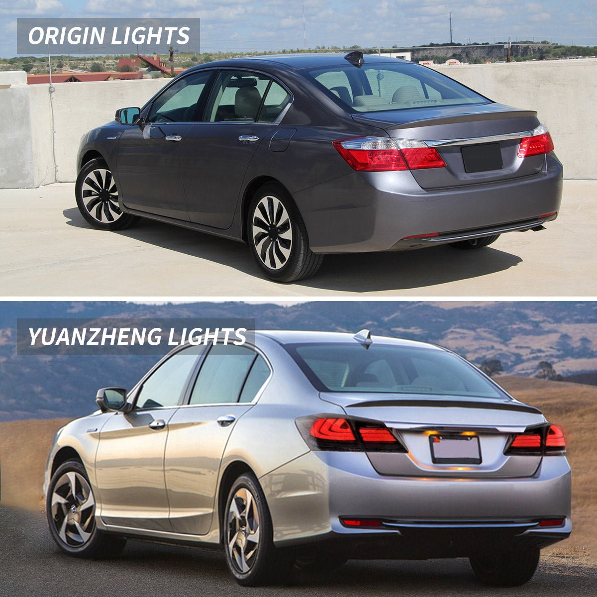 VLAND 13 - 15 Accord Full LED Sequential Tail Lights ABS PMMA GLASS Material - JDMuscleTaillightYAB-YG-0250AHRS-P01Red Smoked