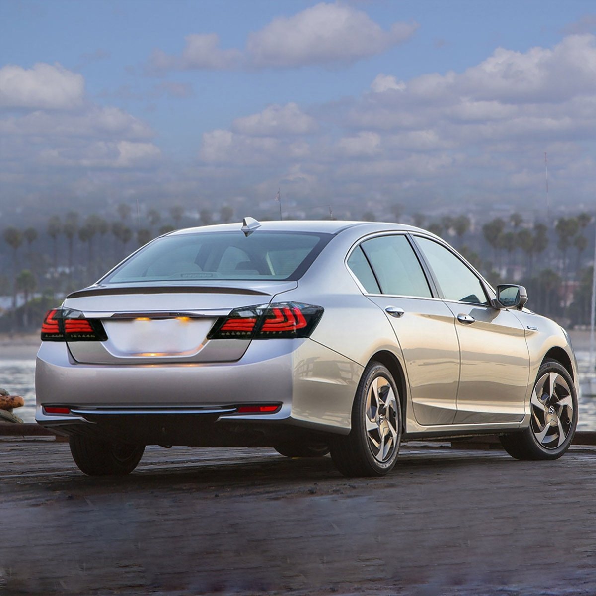 VLAND 13 - 15 Accord Full LED Sequential Tail Lights ABS PMMA GLASS Material - JDMuscleTaillightYAB-YG-0250AHRS-P01Red Smoked