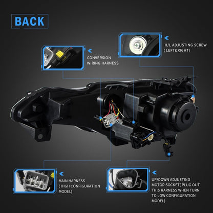 VLAND 13 - 16 FR - S / 17 - 19 Toyota 86 / 13 - 19 BRZ Dual Beam Projector Headlights and 2PCs D2H Xenon Bulbs - JDMuscleCombination SetFT86-0297+D2H-LHD-P01LHDDual Beam