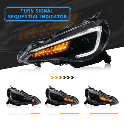 VLAND 13 - 16 FR - S / 17 - 19 Toyota 86 / 13 - 19 BRZ Dual Beam Projector Headlights and 2PCs D2H Xenon Bulbs - JDMuscleCombination SetFT86-0297+D2H-LHD-P01LHDDual Beam