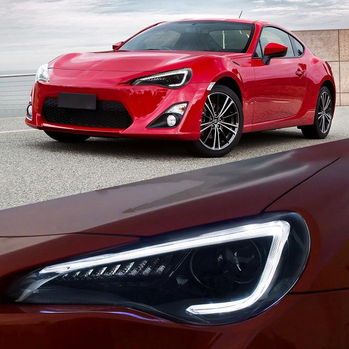 VLAND 13 - 16 FR - S / 17 - 19 Toyota 86 / 13 - 19 BRZ Dual Beam Projector Headlights and 2PCs D2H Xenon Bulbs - JDMuscleCombination SetFT86-0297+D2H-LHD-P01LHDDual Beam