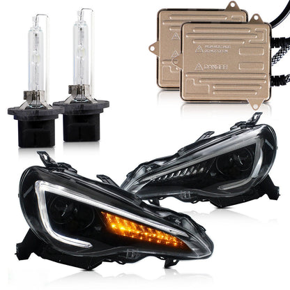 VLAND 13 - 16 FR - S / 17 - 19 Toyota 86 / 13 - 19 BRZ Dual Beam Projector Headlights and 2PCs D2H Xenon Bulbs - JDMuscleCombination SetFT86-0297+D2H-LHD-P01LHDDual Beam