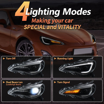 VLAND 13 - 16 FR - S / 17 - 20 Toyota 86 / 13 - 20 BRZ 1 Pair Headlights And Tail Lights - JDMuscleCombination SetYAA-FT86-0297LHD+0287BR-P01LHD (Left - hand Drive)Red