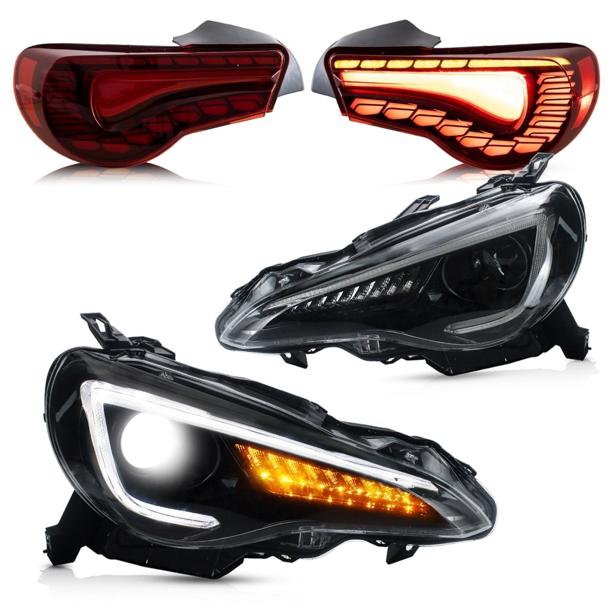 VLAND 13 - 16 FR - S / 17 - 20 Toyota 86 / 13 - 20 BRZ 1 Pair Headlights And Tail Lights - JDMuscleCombination SetYAA-FT86-0297LHD+0287BR-P01LHD (Left - hand Drive)Red