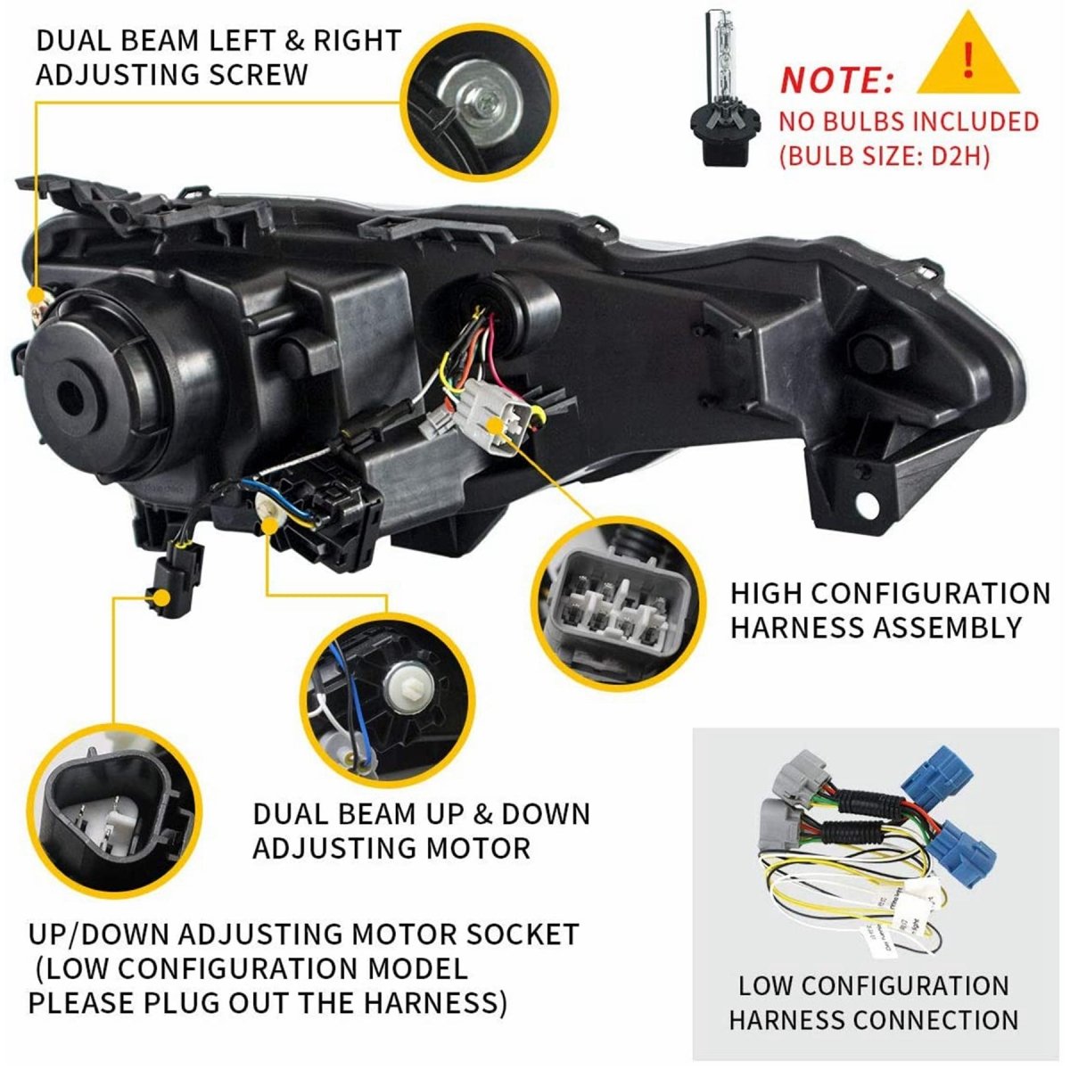 VLAND 13 - 16 FR - S / 17 - 20 Toyota 86 / 13 - 20 BRZ Dual Beam Projector Headlights - JDMuscleHeadlightYAA-FT86-0297LHD-P01LHD