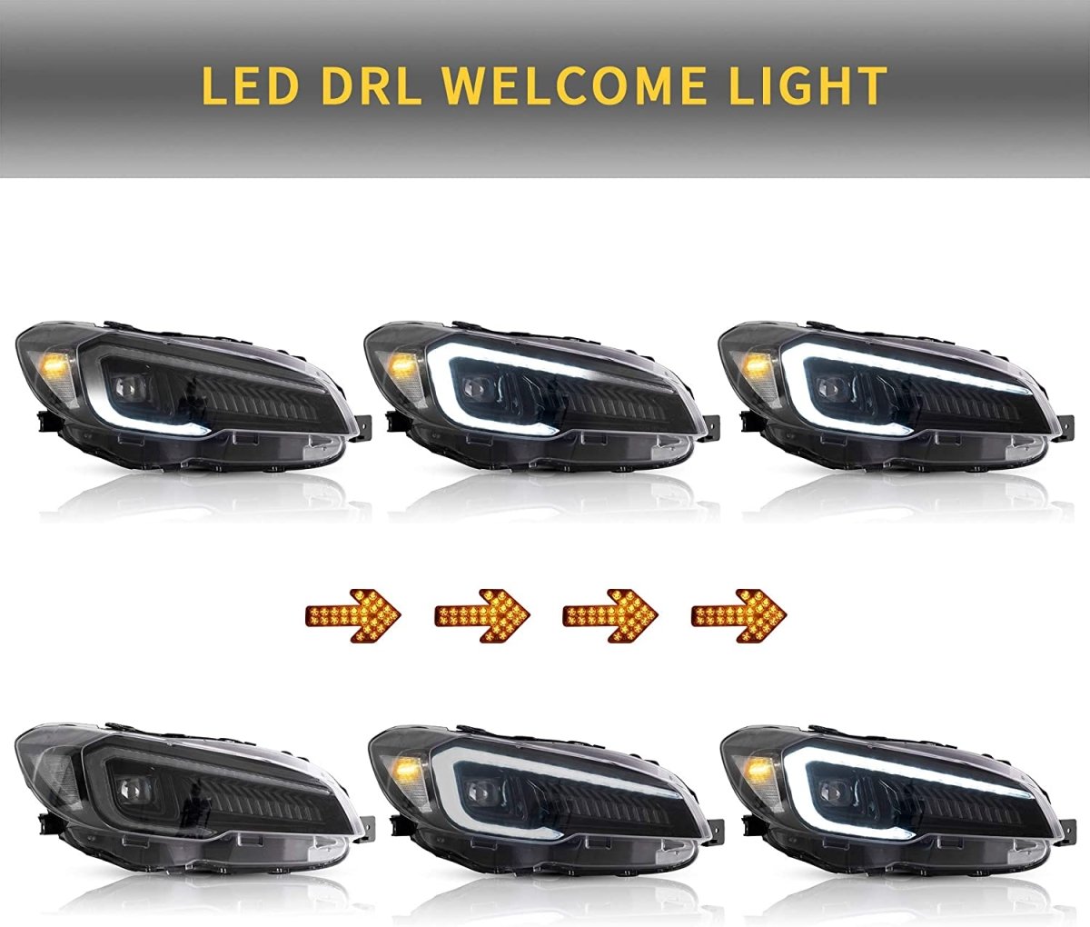 VLAND 15 - 17 WRX Limited / STI all trim & 15 - 21 WRX Base / Premium LED Headlights & Tail Lights - JDMuscleLighting SetsYAA-WRX-0323AAm+0286C-LHD-P01LHD(Left Hand Drive) - One PairAmber Reflector(Headlights)+Clear( Tail Lights)