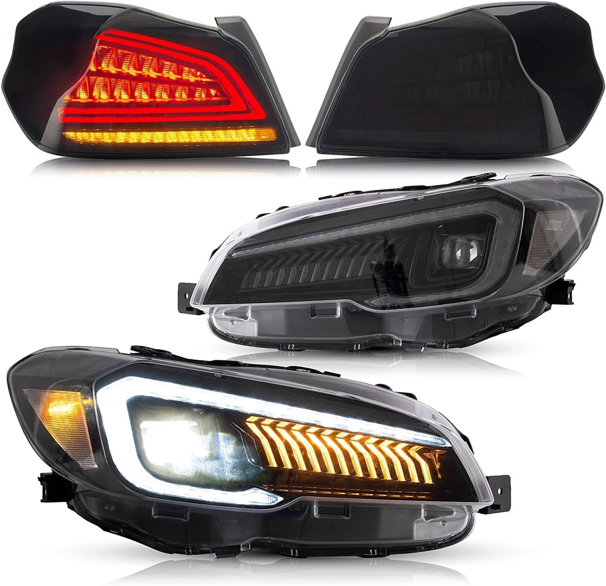 VLAND 15 - 17 WRX Limited / STI all trim & 15 - 21 WRX Base / Premium LED Headlights & Tail Lights - JDMuscleLighting SetsYAA-WRX-0323AAm+0286S-LHD-P01LHD(Left Hand Drive) - One PairAmber Reflector(Headlights)+Smoked( Tail Lights)