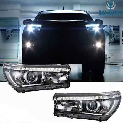 VLAND 15 - 20 Hilux Vigo Revo LED Headlights w/ Sequential Turn Signals - JDMuscleHeadlightYAA-VG-2019-H-LHDPro-P01LHDProjector (Bulbs Needed)
