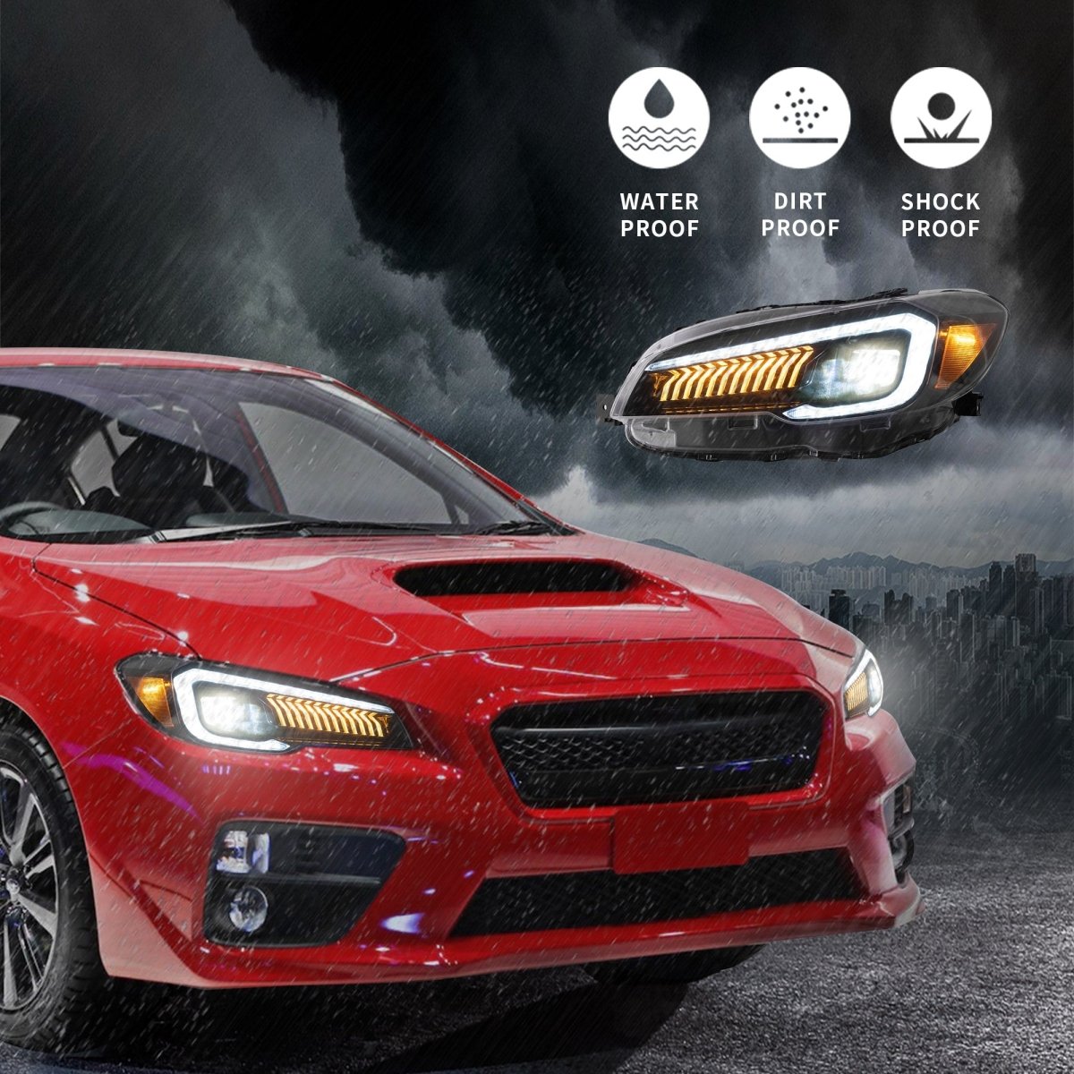 VLAND [15 - 21 WRX Base/Premium / 15 - 17 STI] LED Projector Headlights - JDMuscleHeadlightsYAA-WRX-0323AHA-LHD-P01LHDAmber Reflector