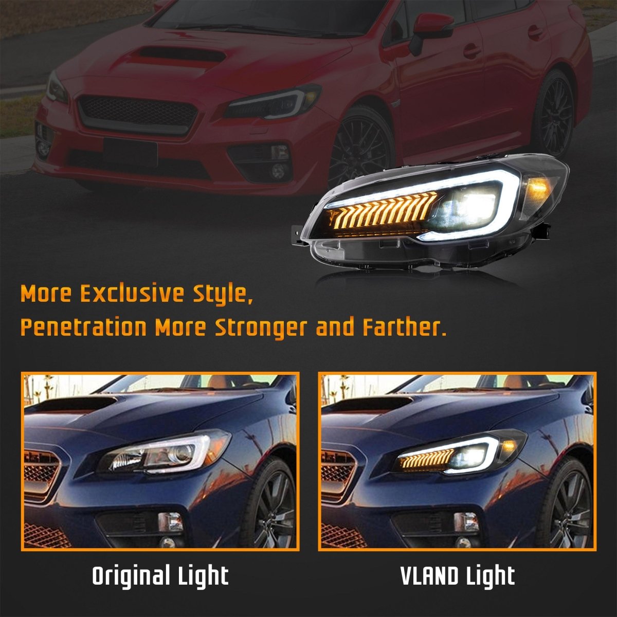 VLAND [15 - 21 WRX Base/Premium / 15 - 17 STI] LED Projector Headlights - JDMuscleHeadlightsYAA-WRX-0323AHA-LHD-P01LHDAmber Reflector