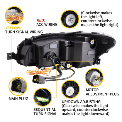 VLAND [15 - 21 WRX Base/Premium / 15 - 17 STI] LED Projector Headlights - JDMuscleHeadlightsYAA-WRX-0323AHA-LHD-P01LHDAmber Reflector
