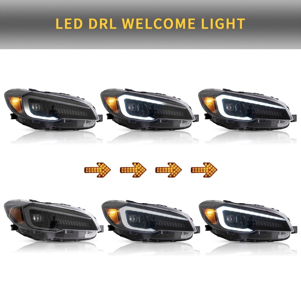 VLAND [15 - 21 WRX Base/Premium / 15 - 17 STI] LED Projector Headlights - JDMuscleHeadlightsYAA-WRX-0323AHA-LHD-P01LHDAmber Reflector