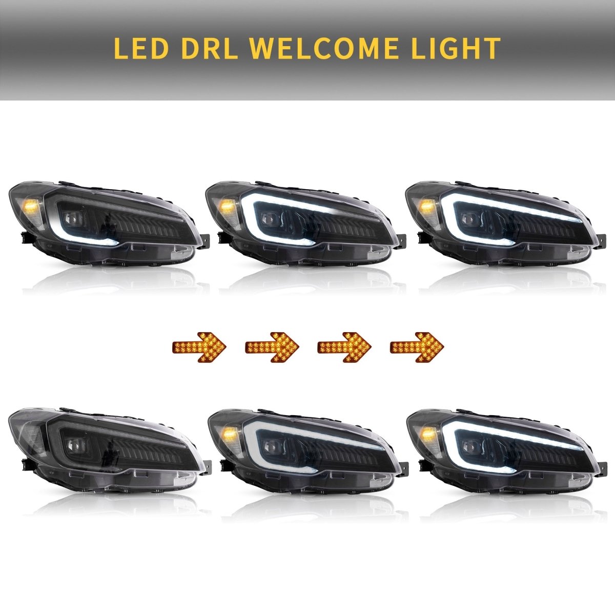 VLAND [15 - 21 WRX Base/Premium / 15 - 17 STI] LED Projector Headlights - JDMuscleHeadlightsYAA-WRX-0323AHA-LHD-P01LHDAmber Reflector
