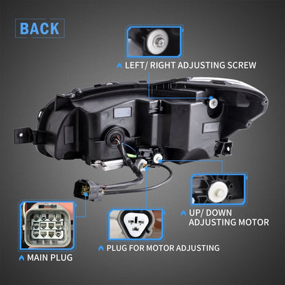 VLAND [15 - 21 WRX] Dual Beam Projector and Full LED Headlights - JDMuscleHeadlightsYAA-WRX-0323AC-P01LED Projector Clear Reflector