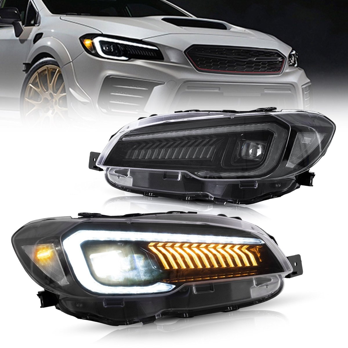 VLAND [15 - 21 WRX] Dual Beam Projector and Full LED Headlights - JDMuscleHeadlightsYAA-WRX-0323AC-P01LED Projector Clear Reflector