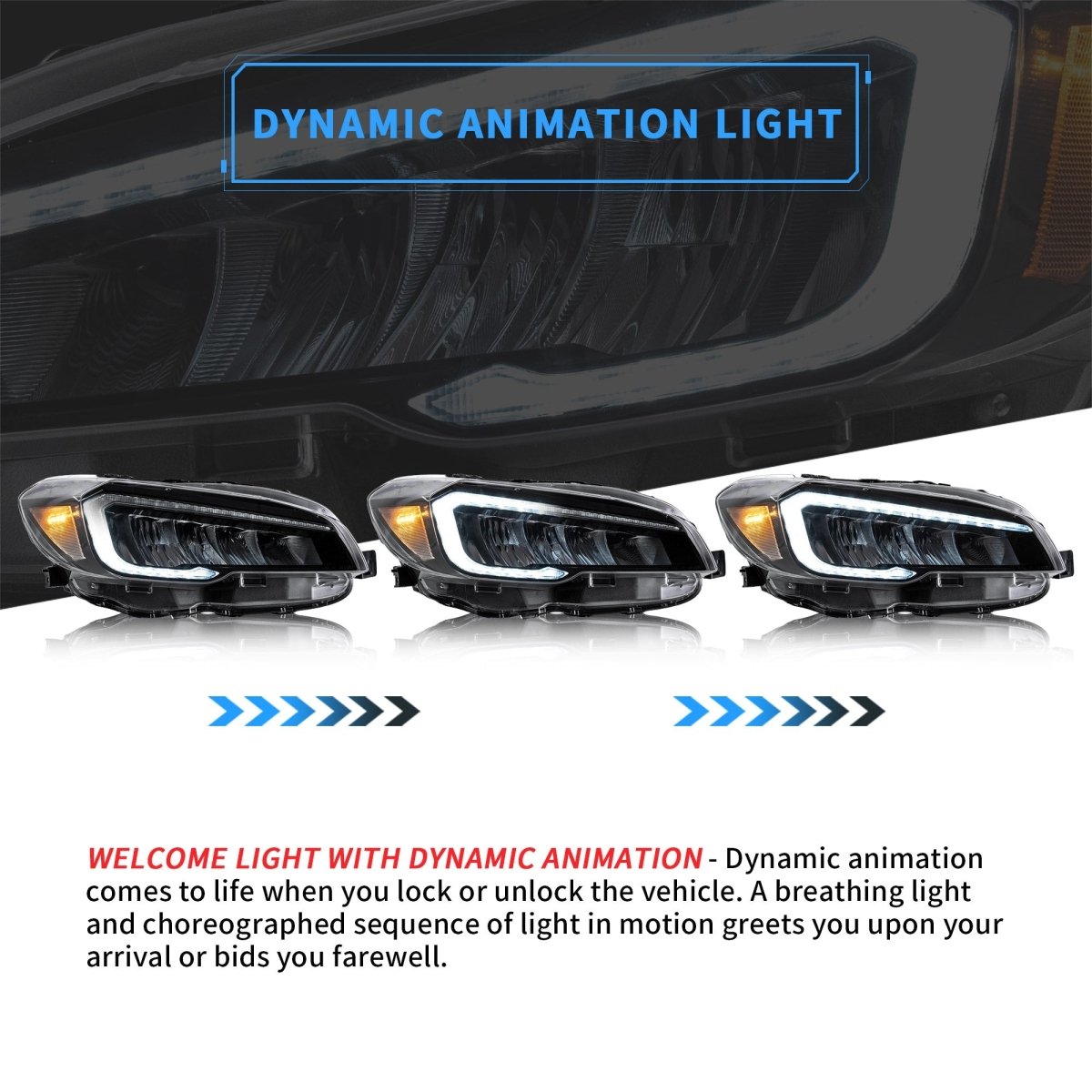 VLAND [15 - 21 WRX] Dual Beam Projector and Full LED Headlights - JDMuscleHeadlightsYAA-WRX-0323AC-P01LED Projector Clear Reflector