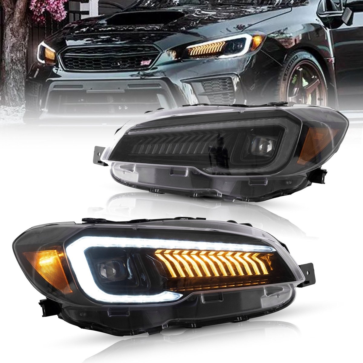 VLAND [15 - 21 WRX] Dual Beam Projector and Full LED Headlights - JDMuscleHeadlightsYAA-WRX-0323AA-P01LED Projector Amber Reflector