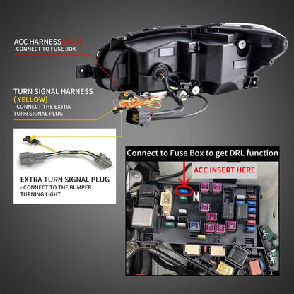 VLAND [15 - 21 WRX] Dual Beam Projector and Full LED Headlights - JDMuscleHeadlightsYAA-WRX-0323AC-P01LED Projector Clear Reflector