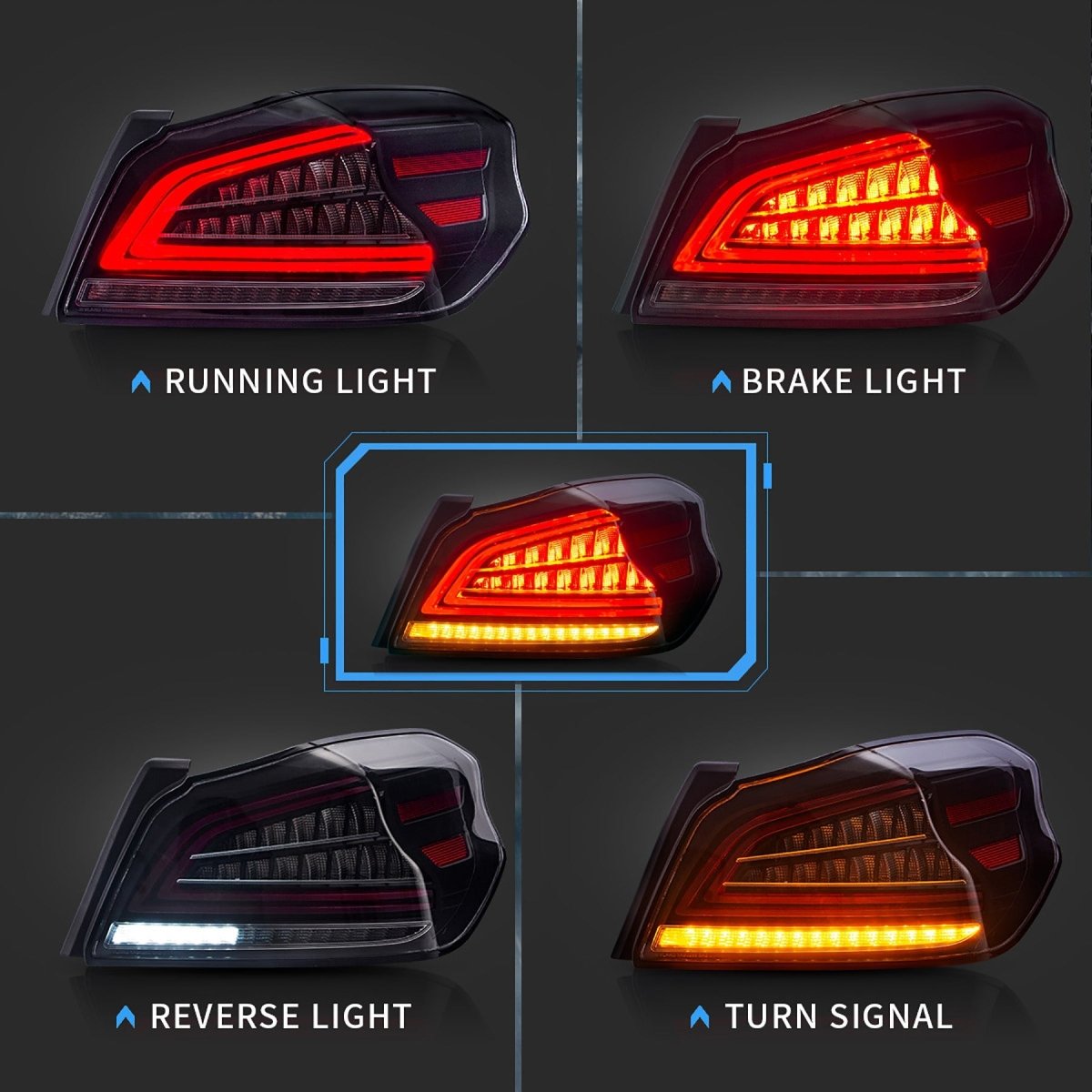 VLAND [15 - 21 WRX/STI] Full LED Tail Lights - JDMuscleTail lightsYAB-WRX-0286R-P01Red