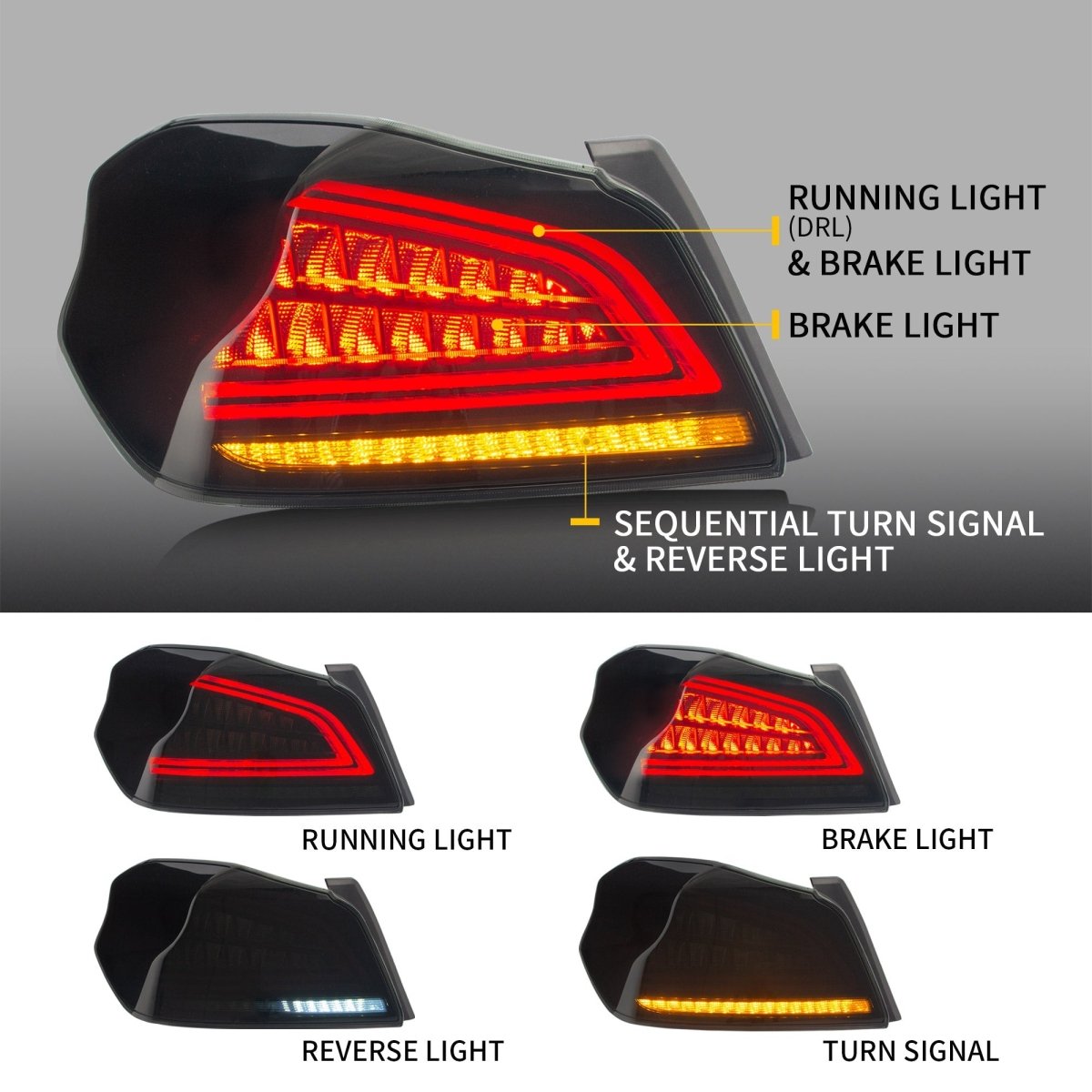 VLAND [15 - 21 WRX/STI] Full LED Tail Lights - JDMuscleTail lightsYAB-WRX-0286R-P01Red