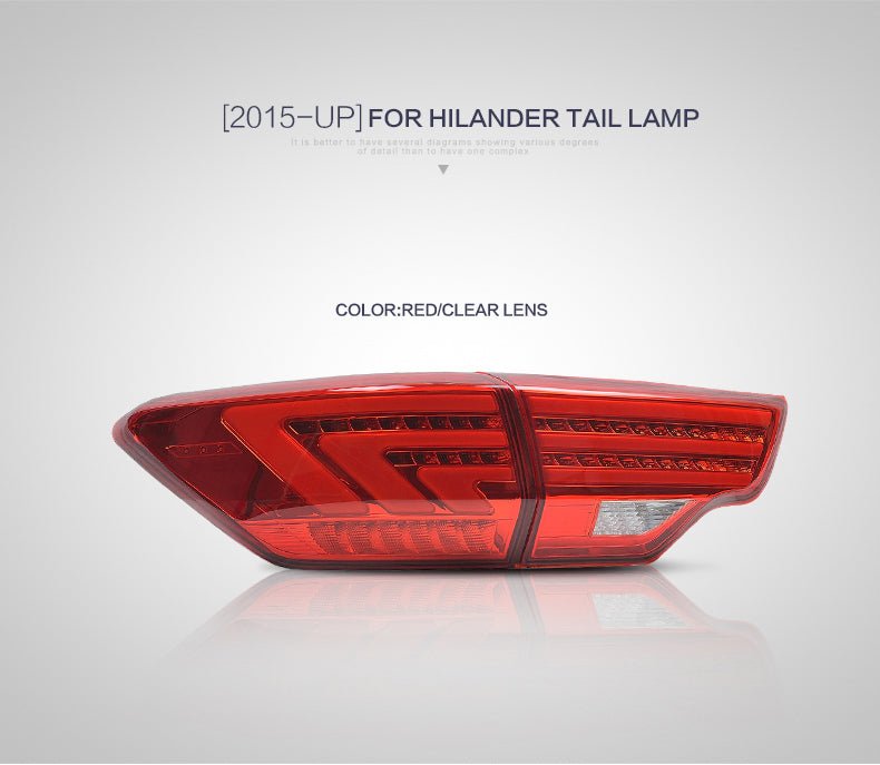VLAND 15 - UP Highlander LED Tail Lights, full led light bar taillights - JDMuscleTaillightYAB-HLD-0268Red Clear