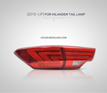 VLAND 15 - UP Highlander LED Tail Lights, full led light bar taillights - JDMuscleTaillightYAB-HLD-0268Red Clear