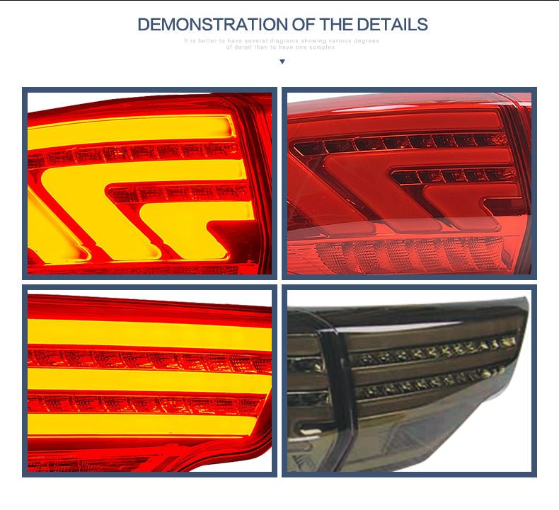 VLAND 15 - UP Highlander LED Tail Lights, full led light bar taillights - JDMuscleTaillightYAB-HLD-0268Red Clear