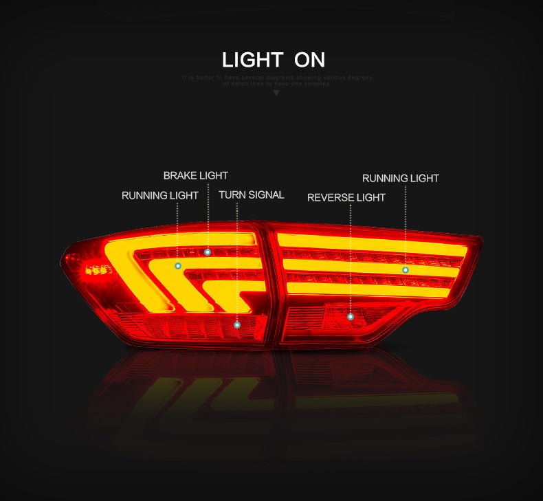 VLAND 15 - UP Highlander LED Tail Lights, full led light bar taillights - JDMuscleTaillightYAB-HLD-0268Red Clear