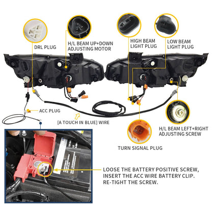 VLAND [16 - 20 Civic 10TH Gen Sedan / Coupe / Hatchback / Type R] Full LED Headlights - JDMuscleHeadlightYAA-SY-2029H-P01Full LED