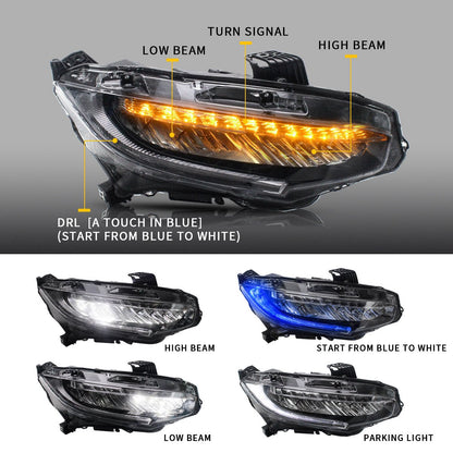 VLAND [16 - 20 Civic 10TH Gen Sedan / Coupe / Hatchback / Type R] Full LED Headlights - JDMuscleHeadlightYAA-SY-2029H-P01Full LED