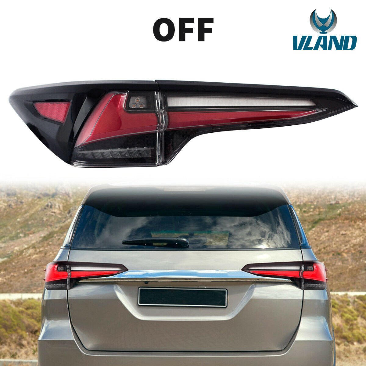 VLAND 17 - 19 Fortuner Tail Lights Smoked / Clear ABS, PMMA, GLASS Material | YAB - FOR - 0300 - JDMuscleTail lightsYAB-FOR-0300C-P01Clear