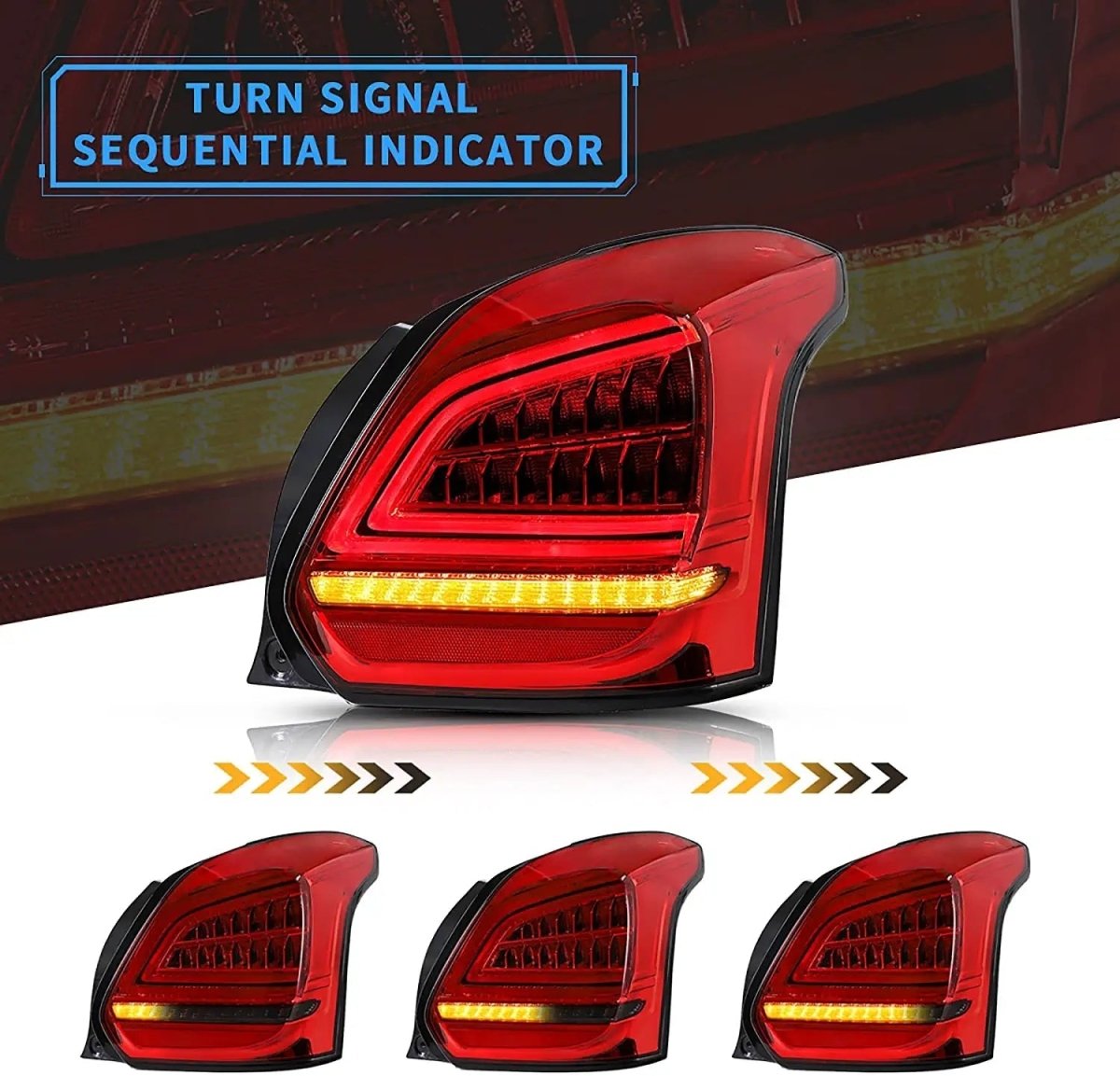 VLAND 17 - 19 Suzuki Swift Sport Full LED Taillights - JDMuscleTaillightYAB-SW-0306HWB-P01White Black