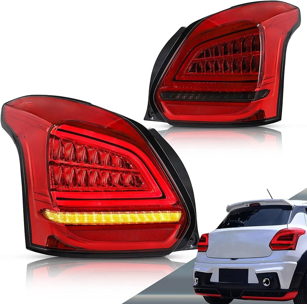 VLAND 17 - 19 Suzuki Swift Sport Full LED Taillights - JDMuscleTaillightYAB-SW-0306HRS-P01Red Smoked