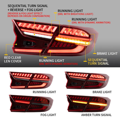 VLAND 18 - 22 Accord 10th LED Tail Lights - JDMuscleTail lightsYAB-HD-0307RC-P01Red Clear