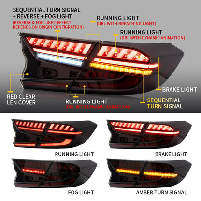 VLAND 18 - 22 Accord 10th LED Tail Lights - JDMuscleTail lightsYAB-HD-0307RC-P01Red Clear