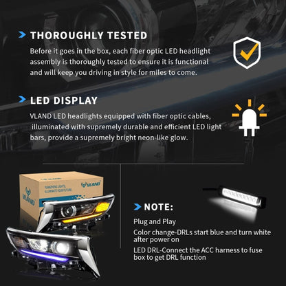VLAND 2017 - UP Land Cruiser Prado Kakadu 5.7L LED Projector Headlights - JDMuscleHeadlightYAA-PLD-2034HLHD-ABul-P01LHDw/ Activate Lighting