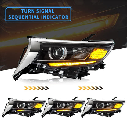 VLAND 2017 - UP Land Cruiser Prado Kakadu 5.7L LED Projector Headlights - JDMuscleHeadlightYAA-PLD-2034HLHD-ABul-P01LHDw/ Activate Lighting