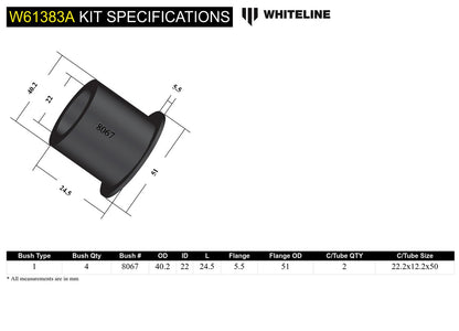 Whiteline 02 - 07 WRX / 04 - 07 STI / 04 - 08 FXT Rear Trailing Arm Lower Rear Bushing | W61383A - JDMuscleAftermarket BushingswhlW61383A