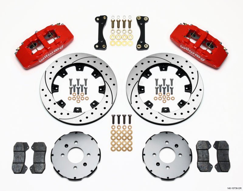 Wilwood [92-95 Civic, 93-97 Civic del Sol] DynaPro 6 Front Brake Kit - 12.19-Inch Drilled Rotors, Red - JDMuscleBrake Kitswil140-10736-DR