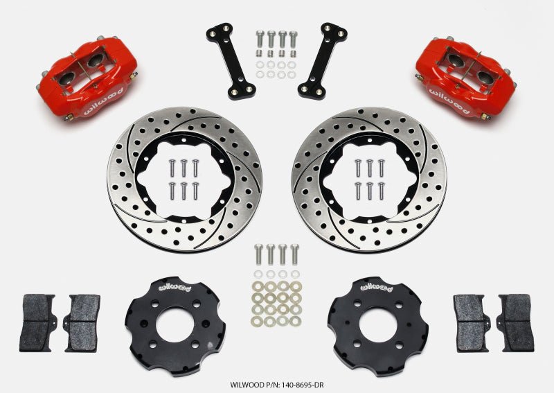 Wilwood [92-95 Civic] [93-97 Civic del Sol] Front Forged Dynalite Brake Kit - Red Calipers, Drilled Rotors - JDMuscleBrake Kitswil140-8695-DR