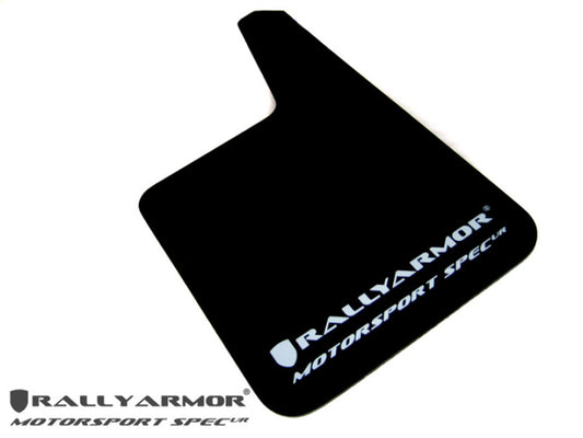 Rally Armor Motorsport Spec Black Urethane Mud Flap w/ White Logo Universal | MF20-MSUR-BK/WH