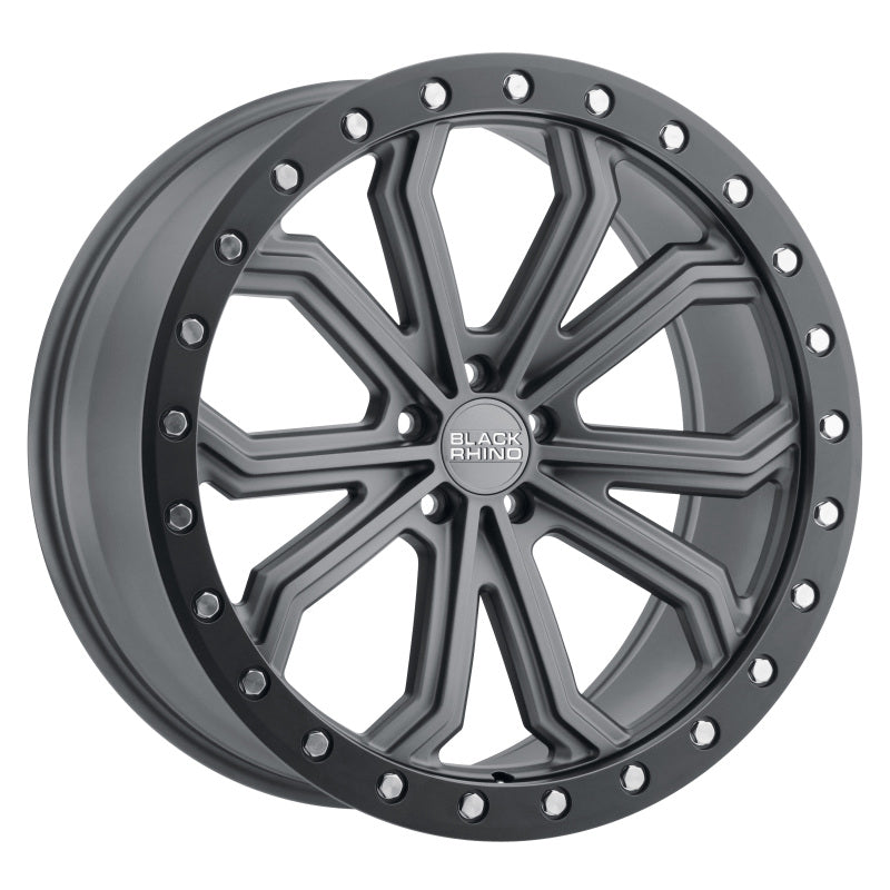 Black Rhino Trabuco 17x8.0 5x114.3 ET30 CB 76.1 Matte Gunmetal w/Black Lip & Silver Bolts Wheel