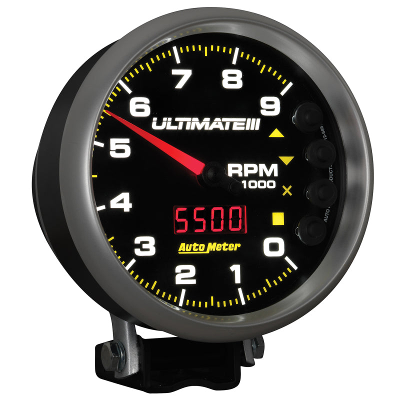 Autometer 5 inch Ultimate III Playback Tachometer 9000 RPM Black Universal | 6887