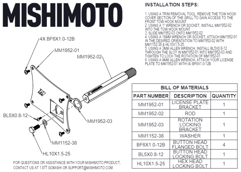 Mishimoto 23-24 Nissan Z License Plate Relocation Kit | MMLP-Z-23