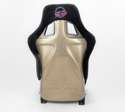 NRG FRP Bucket Seat ULTRA Edition - Large | Black Alcantara/Gold Glitter Back