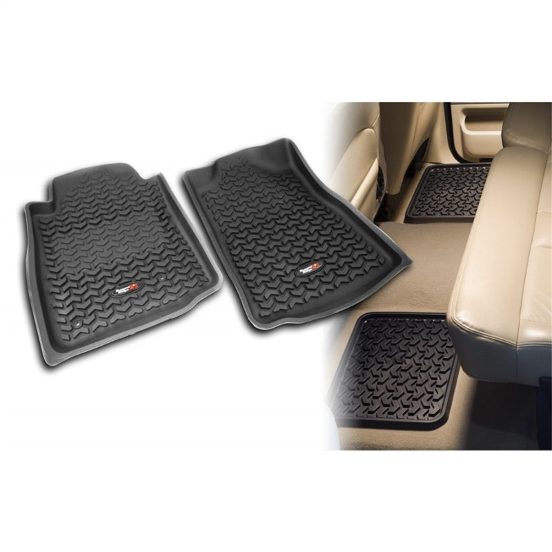 Rugged Ridge Front/Rear Floor Liner Black Toyota Sequoia 2007-2011 / Tundra CrewMax 2007-2011 | 82987.61